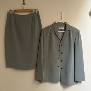 Kasper Gray and White Patterned Two-Piece Skirt Set